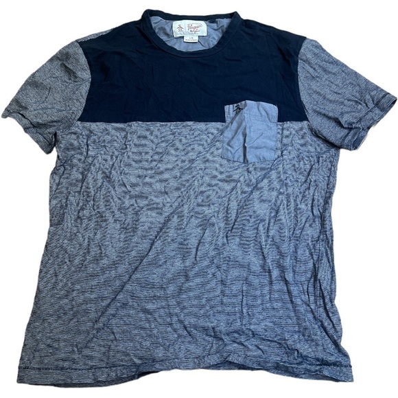 Original Penguin Boys Colorblock Striped Pocket T-Shirt Size Large - Picture 1 of 5